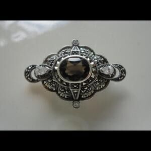 Vintage Sterling Silver Jonette Jewelry 1930s Art Deco Marcasite Bohemian Brooch